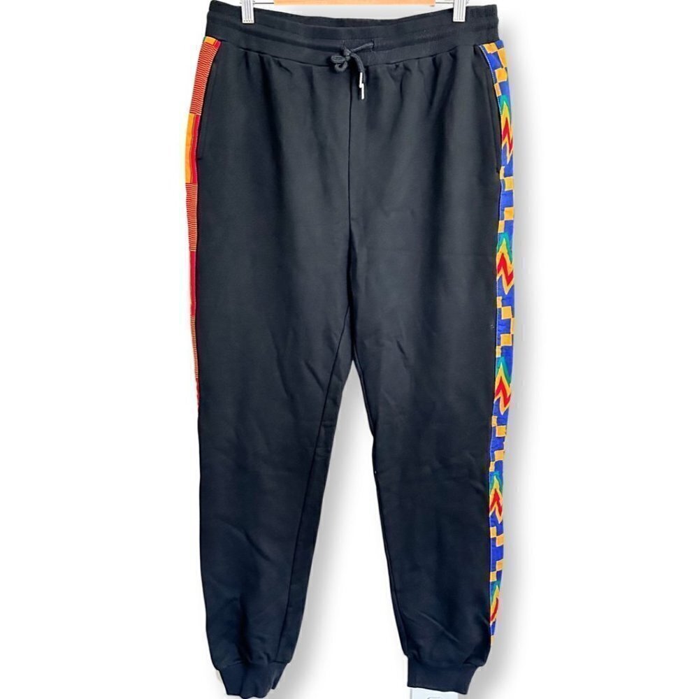 TribalByN Royalty Jogger Pants Women’s Size Large Black Colorful African Design